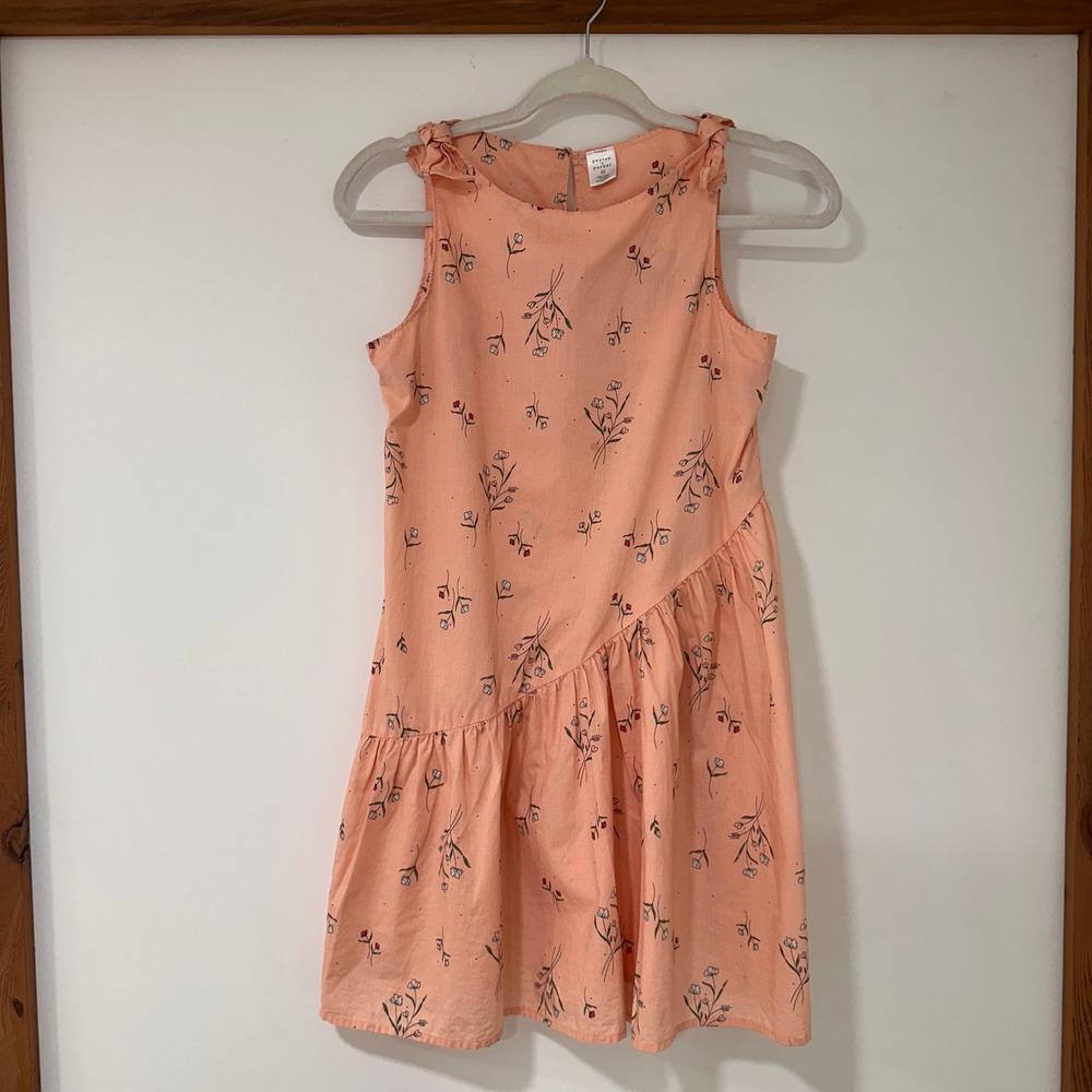 Peyton & Parker Floral Sleeveless Dress Girls 12 Peach Ruffle Hem | Cottagecore